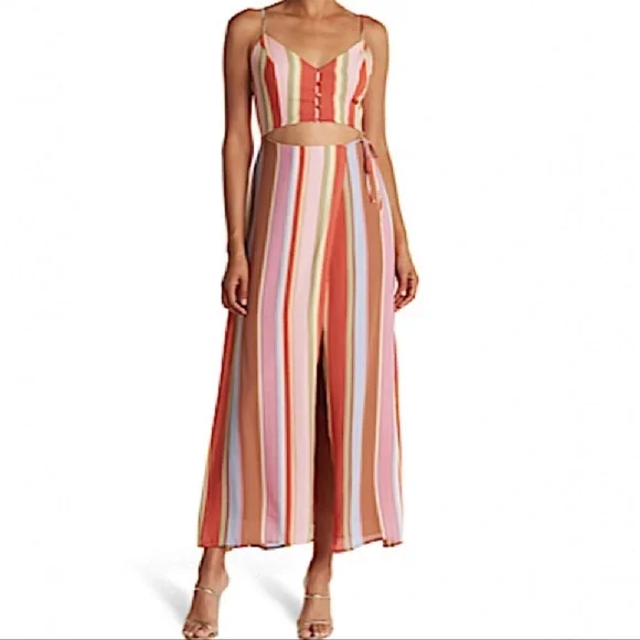 NWOT Lush Striped Multi-color Wrap Dress - Picture 1 of 6